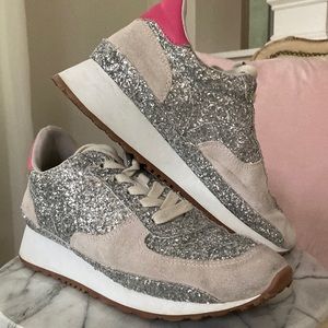 Steve Madden Silver Glitter Retro Sneakers